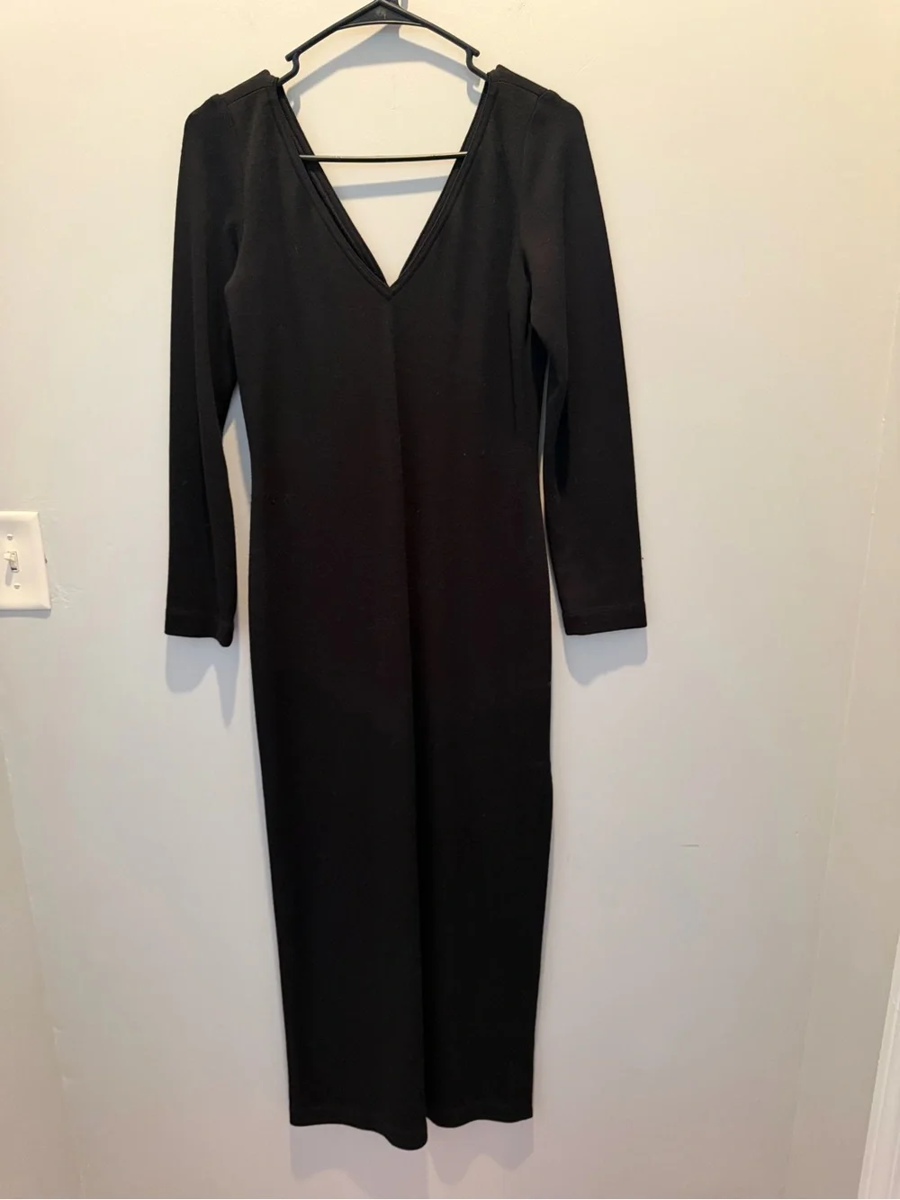 Linda Allard Ellen Tracy 100% Wool Vintage V-Neck Midi Dress with Long Sleeves - Picture 3 of 7